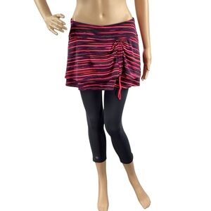 Athleta Skirted Capri Painted Cuteness Striped Pink Gray ST